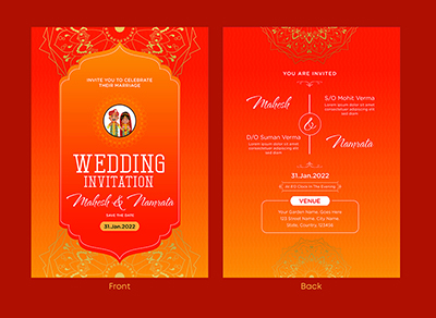 Design template with a wedding and venue card