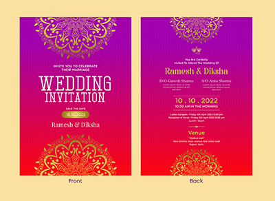 Design template with wedding and venue card