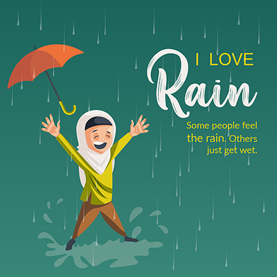 I love rain creative design on template banner