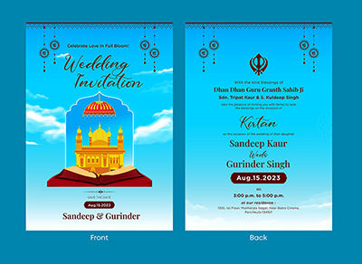 Indian wedding and venue invitation card on a template