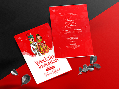 Indian wedding and venue invitation card template