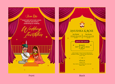 Indian wedding and venue invitation card with a template