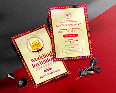 Indian wedding invitation design on a template