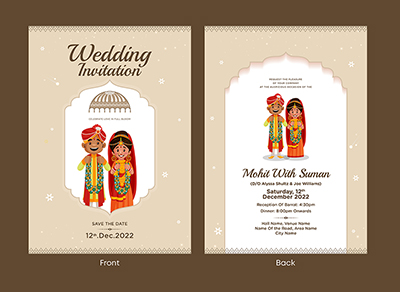 Indian wedding invitation design on the template
