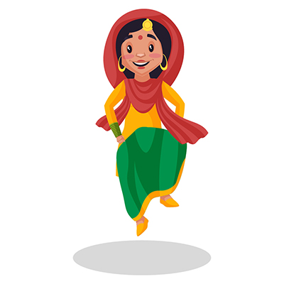 Indian woman is dancing and jumping