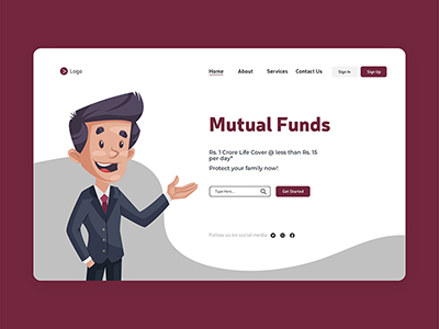 Landing page design for mutual funds template