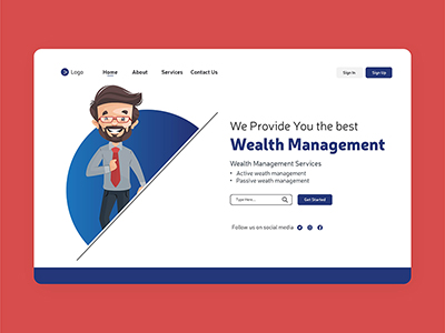 Landing page design for wealth management template