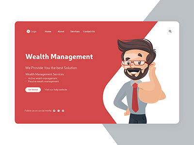 Landing page design of a wealth management template