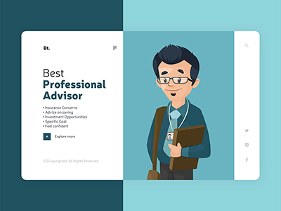 Landing page design of best advisor professional template