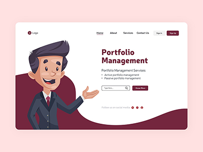 Landing page design of portfolio management template