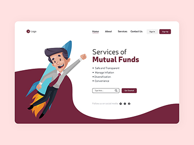 Landing page template of mutual funds services