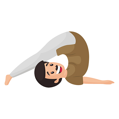 Man is doing halasana plough yoga pose