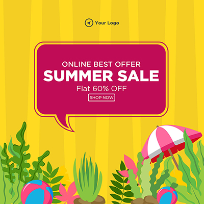 Online best offer on summer sale banner template