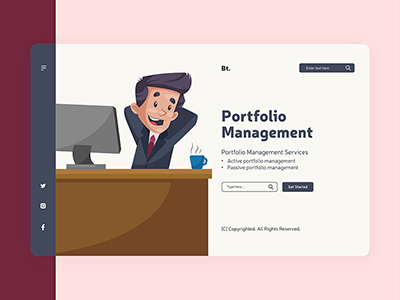 Portfolio management landing page design template