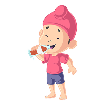 Punjabi boy is drinking juice from the bottle