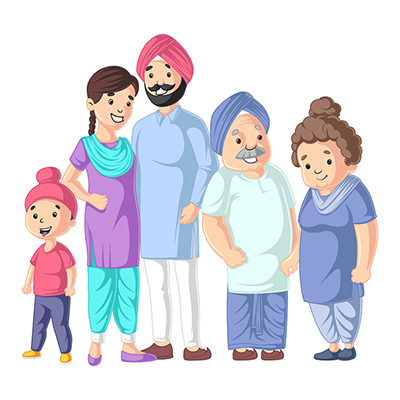 Punjabi family is standing together