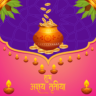 Shubh akshaya tritiya in hindi text on template banner