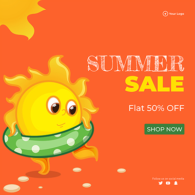 Summer sale with flat off banner template