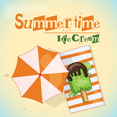 Summer time ice cream template banner