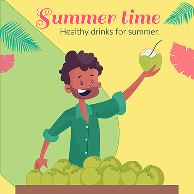 Summer time template banner healthy drinks for summer