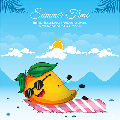 Summer time with flat banner template