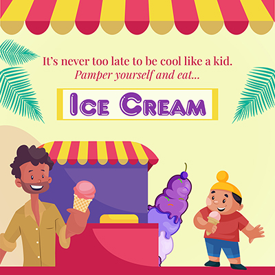 Template banner of eat ice cream in summer
