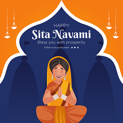 Template banner of happy sita navami event