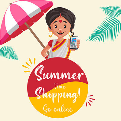 Template banner of summer time shopping go online