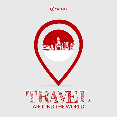 Template banner of travel around the world