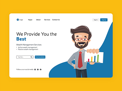 Wealth management services landing page design template