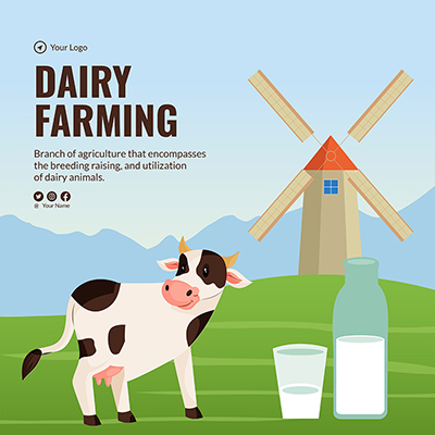 Banner template for the dairy farming