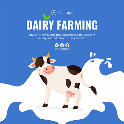 Banner template of dairy farming