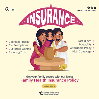 Banner template of family health insurance policy