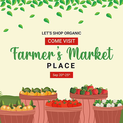 Banner template of shop organic from farmer’s market place