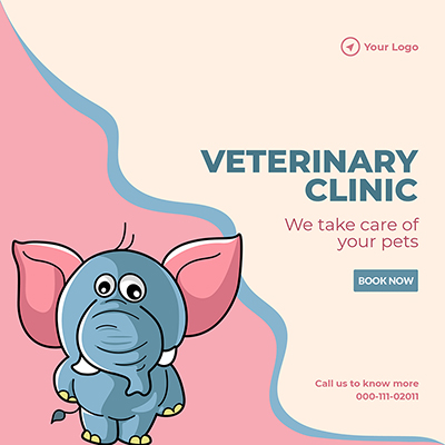 Banner template of veterinary clinic we take care of pets