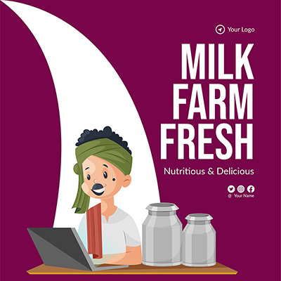 Banner template with milk farm fresh