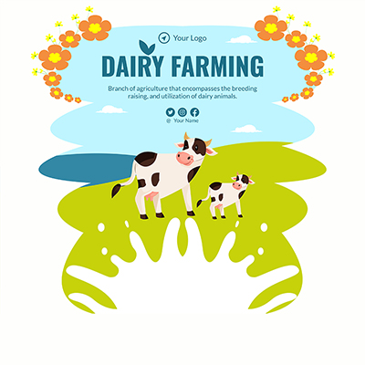Banner template with the dairy farming