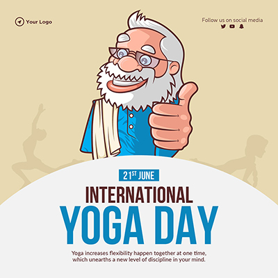 Banner with the international yoga day template