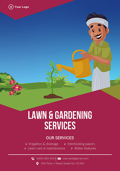 Flyer template for lawn and gardening services