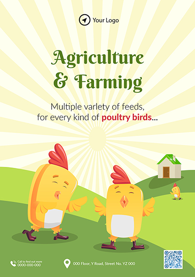 Flyer template of agriculture and farming poultry birds