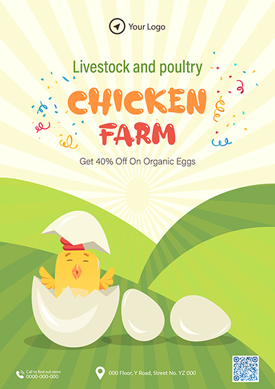 Flyer template of chicken farm livestock and poultry