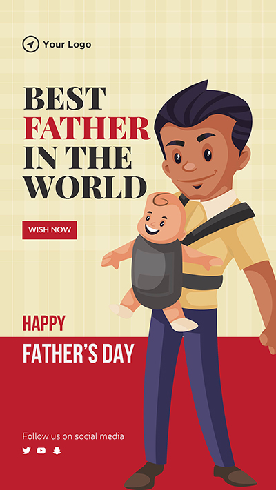 Happy father’s day best father in the world portrait template