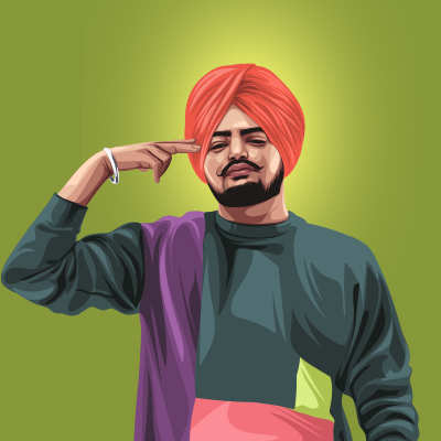 Sidhu Moose Wala Indian Singer Vector Portrait Illustration