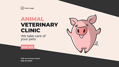 Landscape template of animal veterinary clinic banner