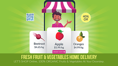 Landscape template of fruit and vegetables home delivery
