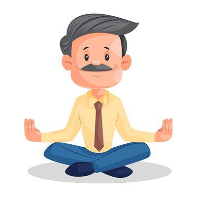 Man is sitting in a meditation pose