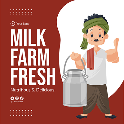 Milk farm fresh banner template design