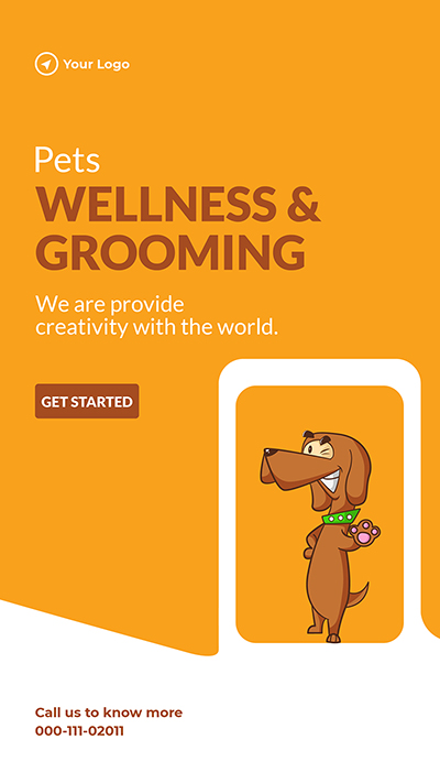 Portrait design of pets wellness and grooming template