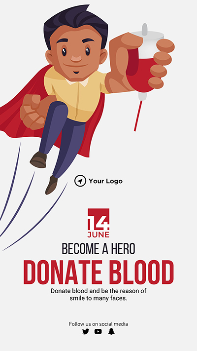 Portrait template of become a hero donate blood