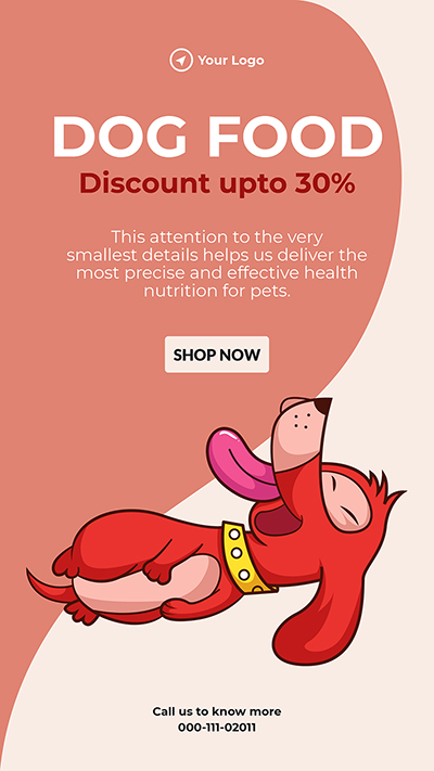 Portrait template of dog food with discount